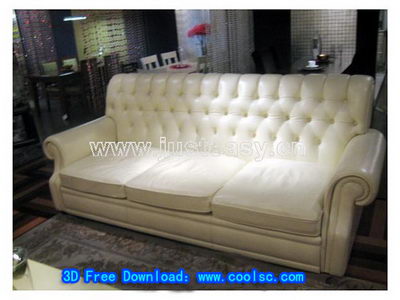 3D Model of white leather sofa
