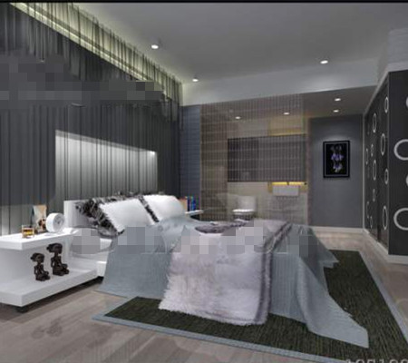 Modern minimalist silver-gray bedroom