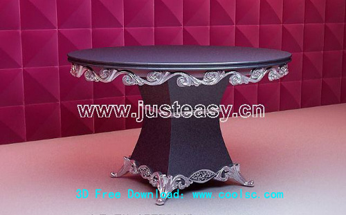 Refined 3D model of Western-style circular wooden table (with material)