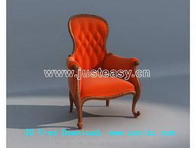 European Red Single sofa 3D model (including materials)