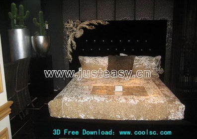 European-style white bed 3D model (including materials)