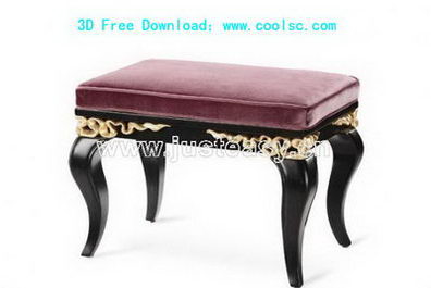 3D Model of sofa wooden bench