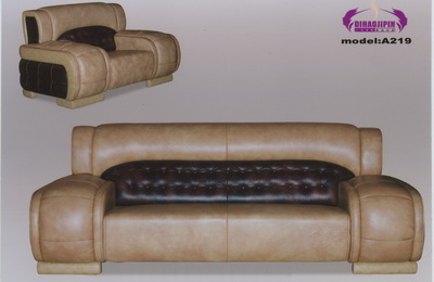 Beige leather sofa 3D model over the boss