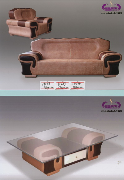 Brown sofa and coffee table 3D model of the boss