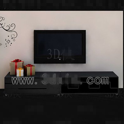 Black long-shaped television cabinet