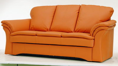 Orange leather sofa