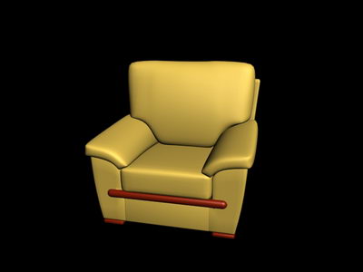 3D model of the old yellow sofa