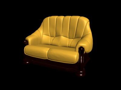 No material yellow double old-fashioned sofa 3D Models