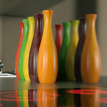 Candy colored bottles 3D model