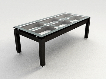 Glass, solid wood furniture, wooden coffee table 3D Model of Tea