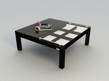 Fashion black glass table, wood coffee table high-end 3D models