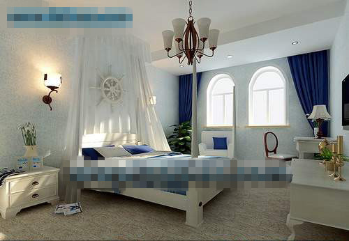 Mediterranean-style bedroom 3d model
