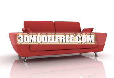 Furniture 3D Model: Red Upholstered Couch 3dmodelfree