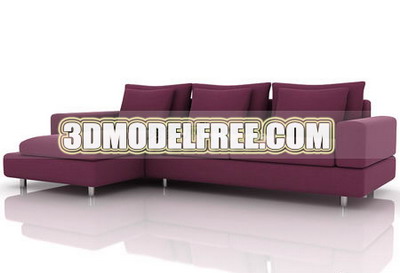 Furniture 3D Model: Dark Reddish Couch