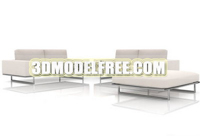Furniture 3D Model: White Sofa Combination 3dmodelfree