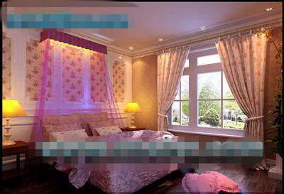 European warm girl bedroom 3d model