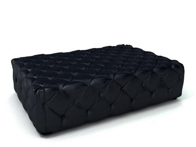 Furniture Model: Black Fabric Ottoman 3Ds Max Model