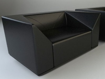 Furniture Model: Black Leather Sofa 3Ds Max Model