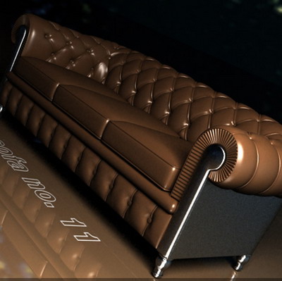 Furniture Model: Brown Leather Sofa 3Ds Max Model