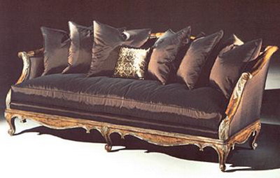 Furniture Model: Deluxe Black Fabric Sofa and Cushions