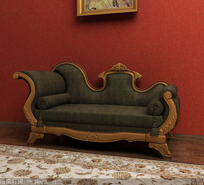 Furniture Model: Black Victorian Chaise Lounge