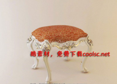 Continental carved stool quality 3D model