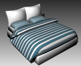 Double Bed Design Series G Green and White Striped