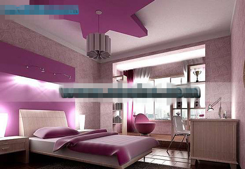Purple pentacle style bedroom