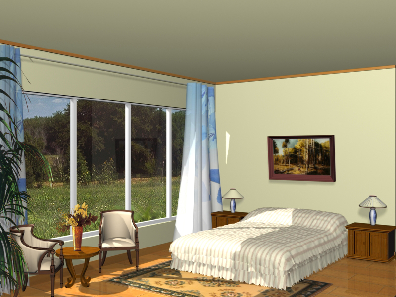 Spacious bedrooms 3D model