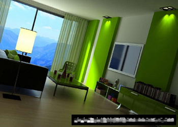 Living room model of the natural landscape