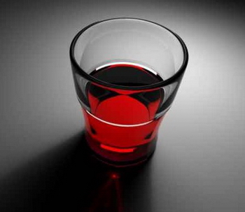 Transparent red wine glass