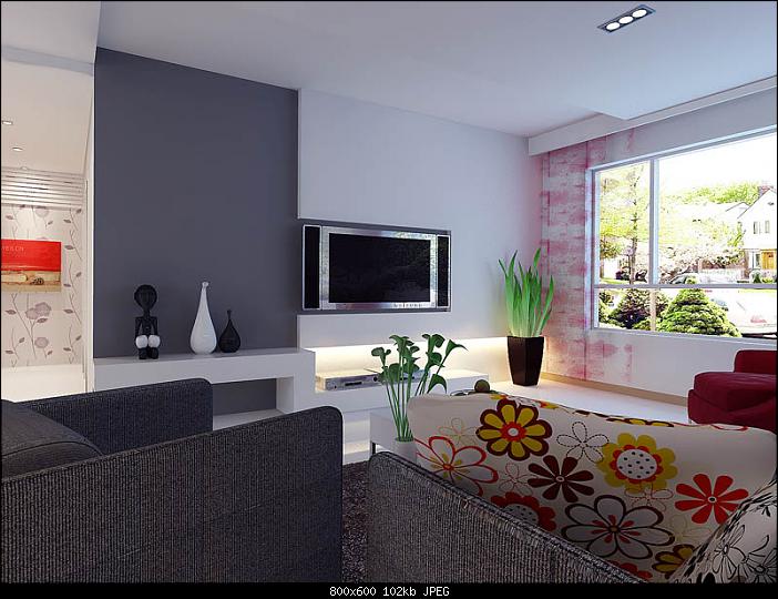 3d living room minimalist style garden