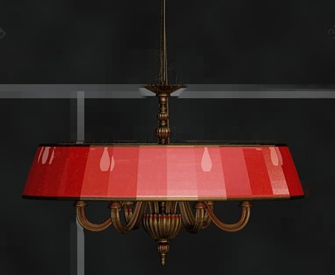 Red shade metal chain pendant lamp
