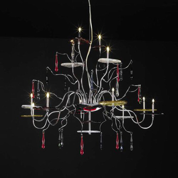 Classic wrought iron red crystal chandelier