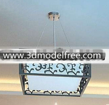 Chinese carved square pendant lamp