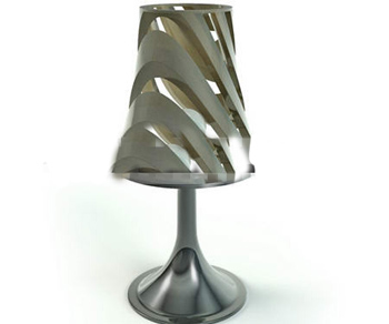 Embossed silver metal table lamp