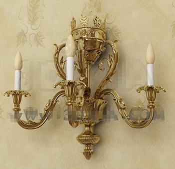 Gold metal candle holders wall lamp