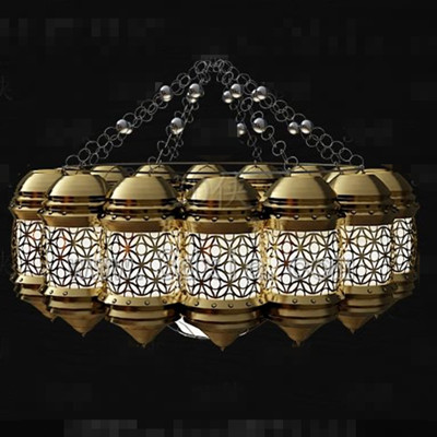 Golden white hollow combination chandelier