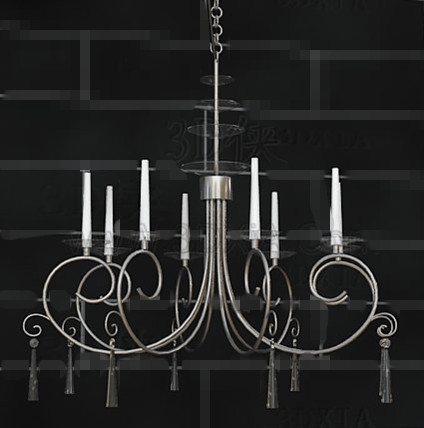 Silver frame white candles chandelier