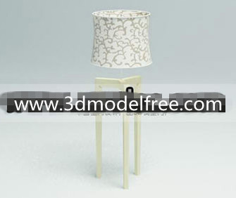 Fabric flower compiled wooden bottom table lamp