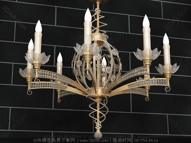 Lotus-like metal chandelier