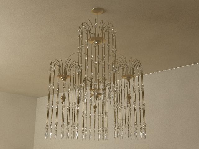 Crystal shade type pendent lamp 3D models (including material)