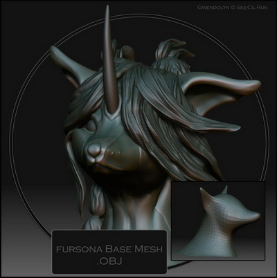 Animal 3DS Max Model: Head Part Model of Unicorn