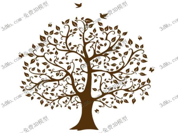 3D Model of tree wall painting