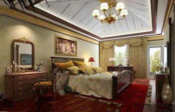 Golden decoration of luxury bedroom