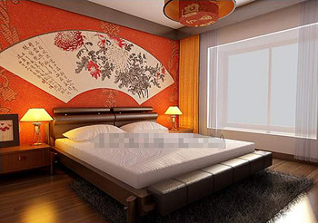 Chinese style orange simple bedroom