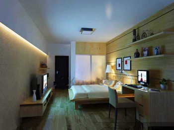 Simple wooden decoration small bedroom