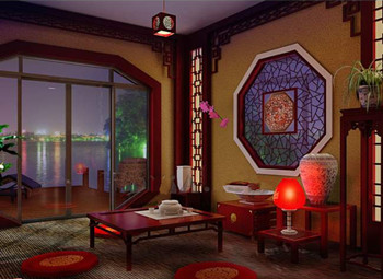 Chinese style screen retro living room