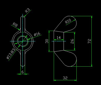 The wing nut CAD drawings