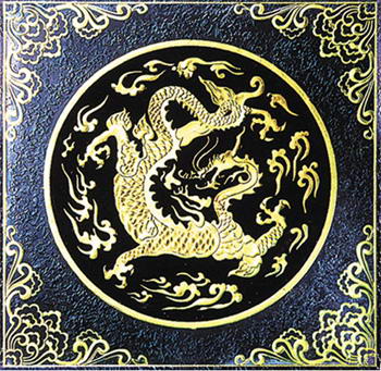 Golden Dragon glass painting texture